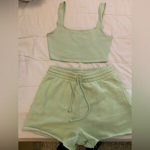 ARITIZA TNA Cozy AF SET Small  color Pistachio shorts and tank coordinated set